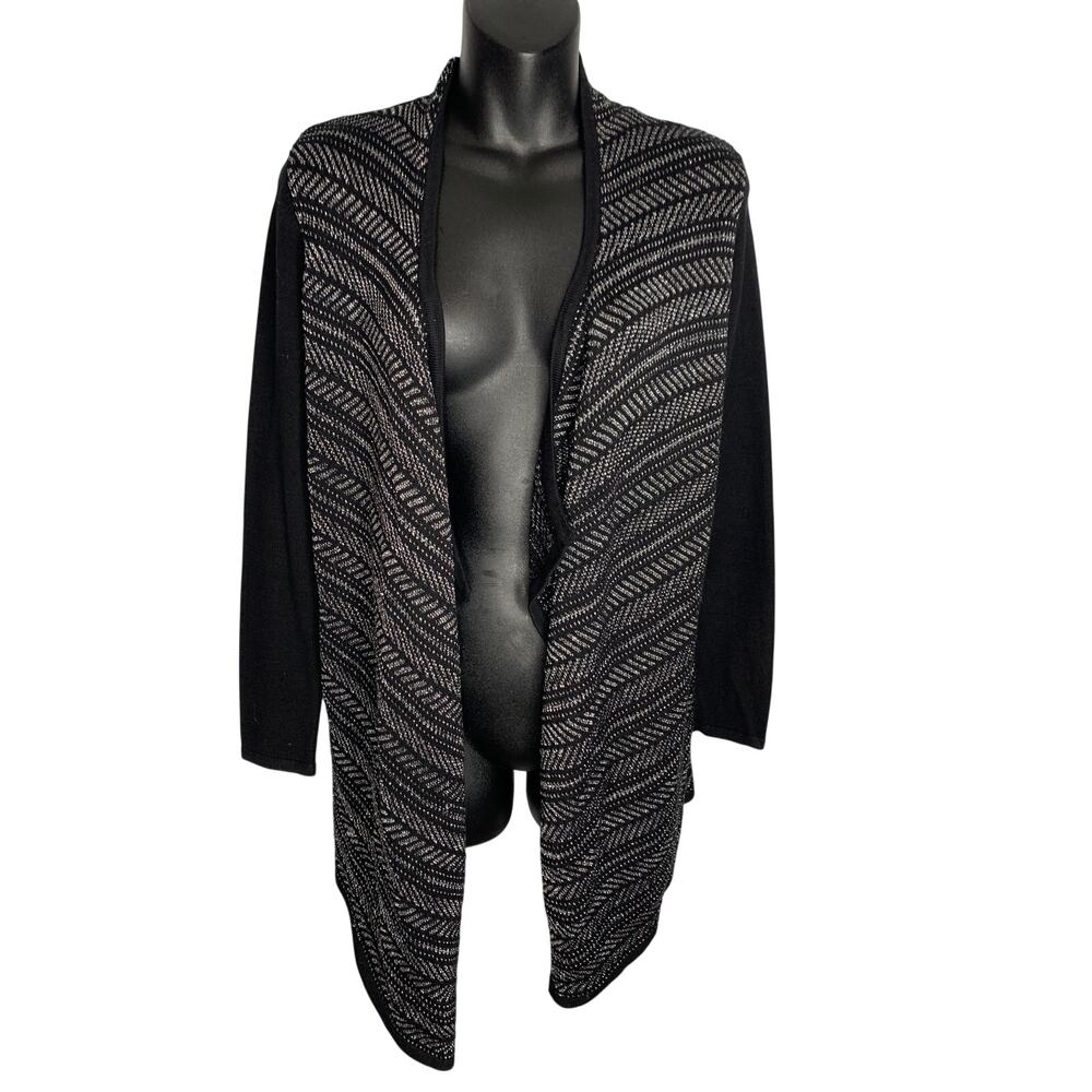 White House Black Market Women's XS Black & Silver Open Cardigan